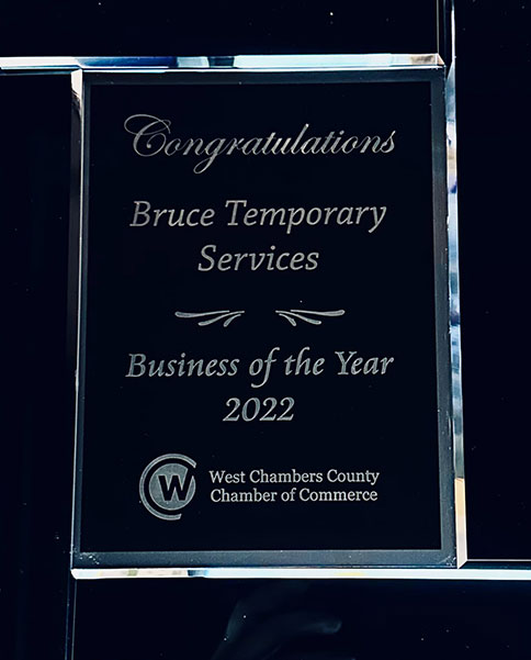 Bruce Temporary Services - Business of the Year 2022 Award